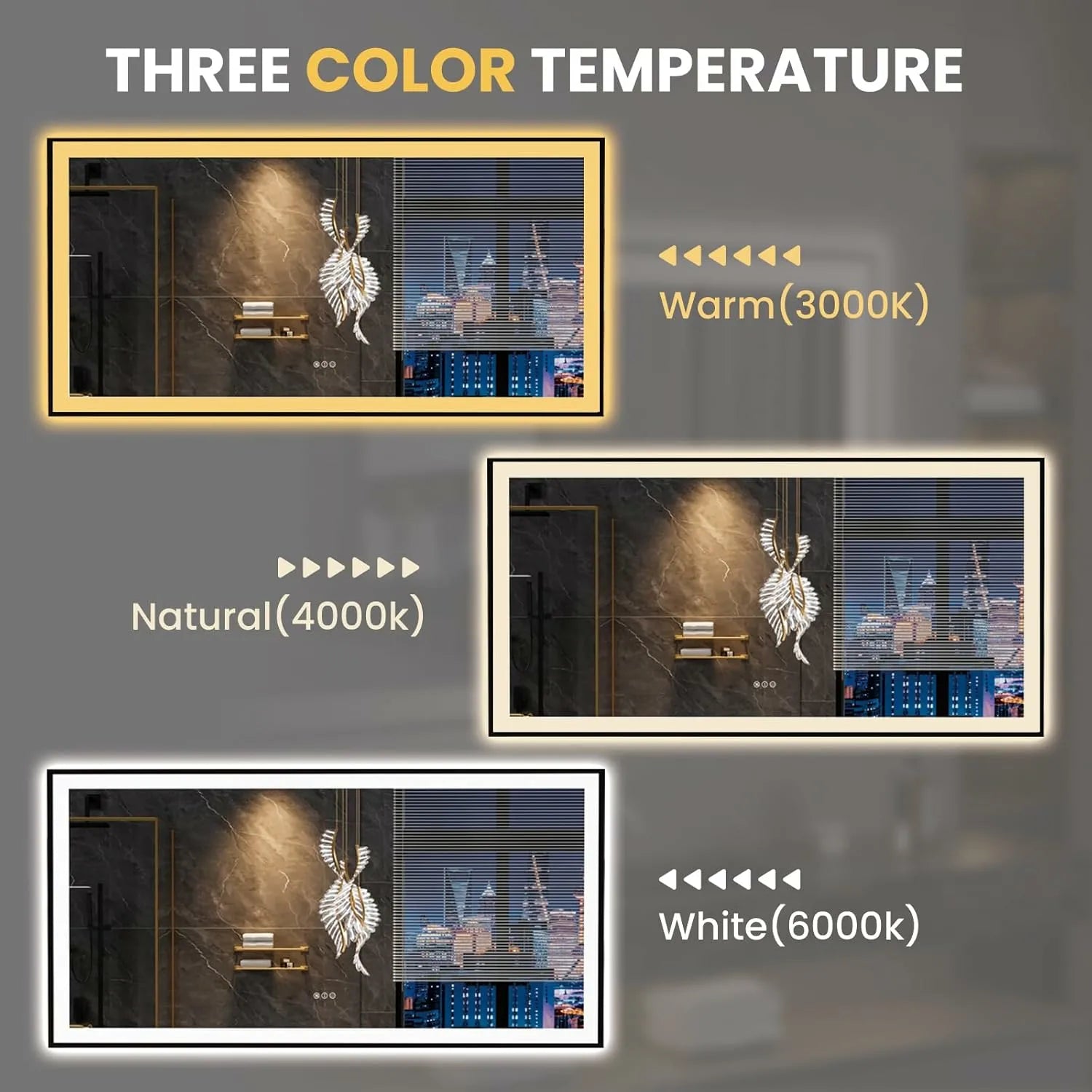 LOAAO 72"X32" Large Black Framed LED Bathroom Mirror