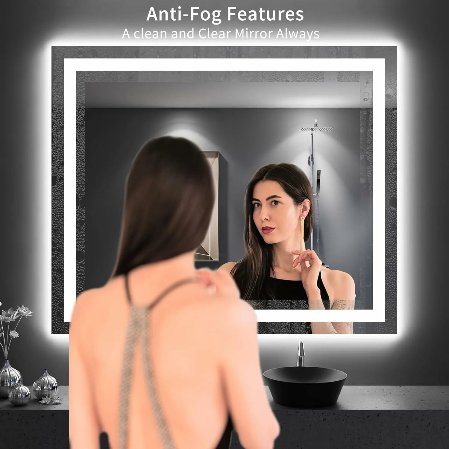 LOAAO 48"X40" Backlit + Front Lit LED Bathroom Mirror