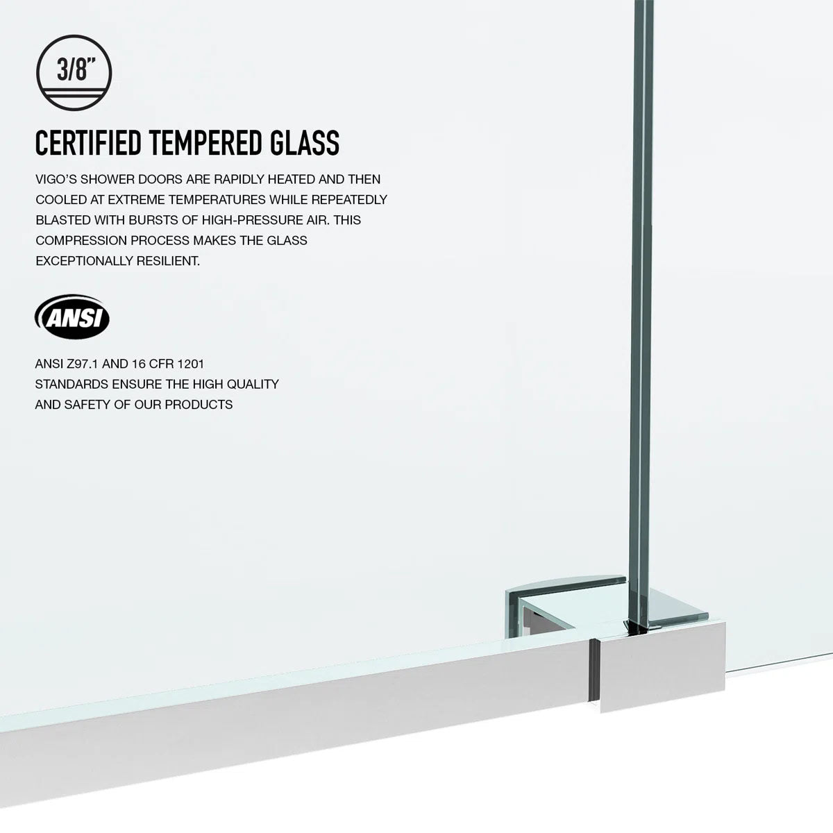 3/8" Clear Glass 56-60" W x 74" H Sliding Frameless Chrome Shower Door