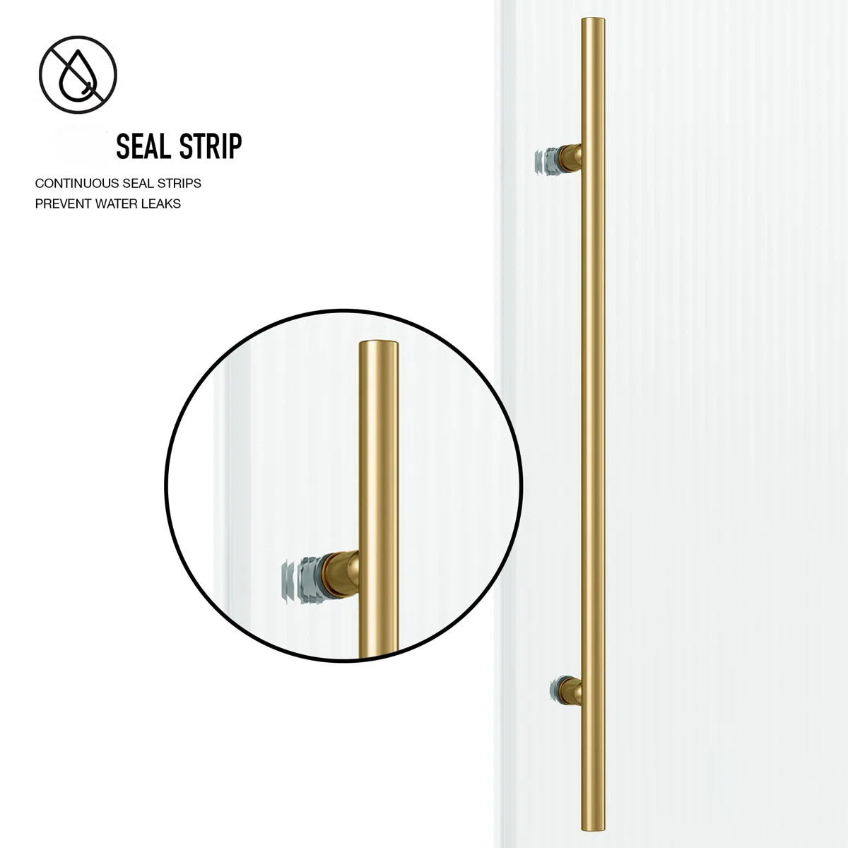 3/8" Fluted Glass 56-60" W x 76" H Matte Brushed Gold Sliding Frameless Shower Door