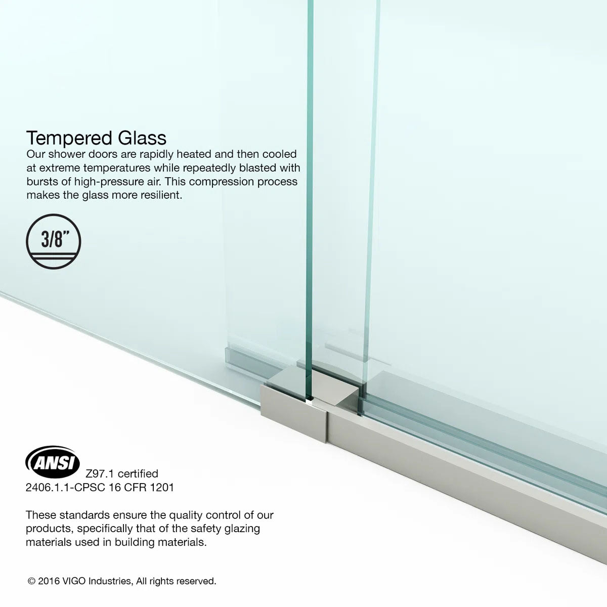 56-60" W x 79" H Sliding Frameless Shower Door with 3/8" Clear Glass