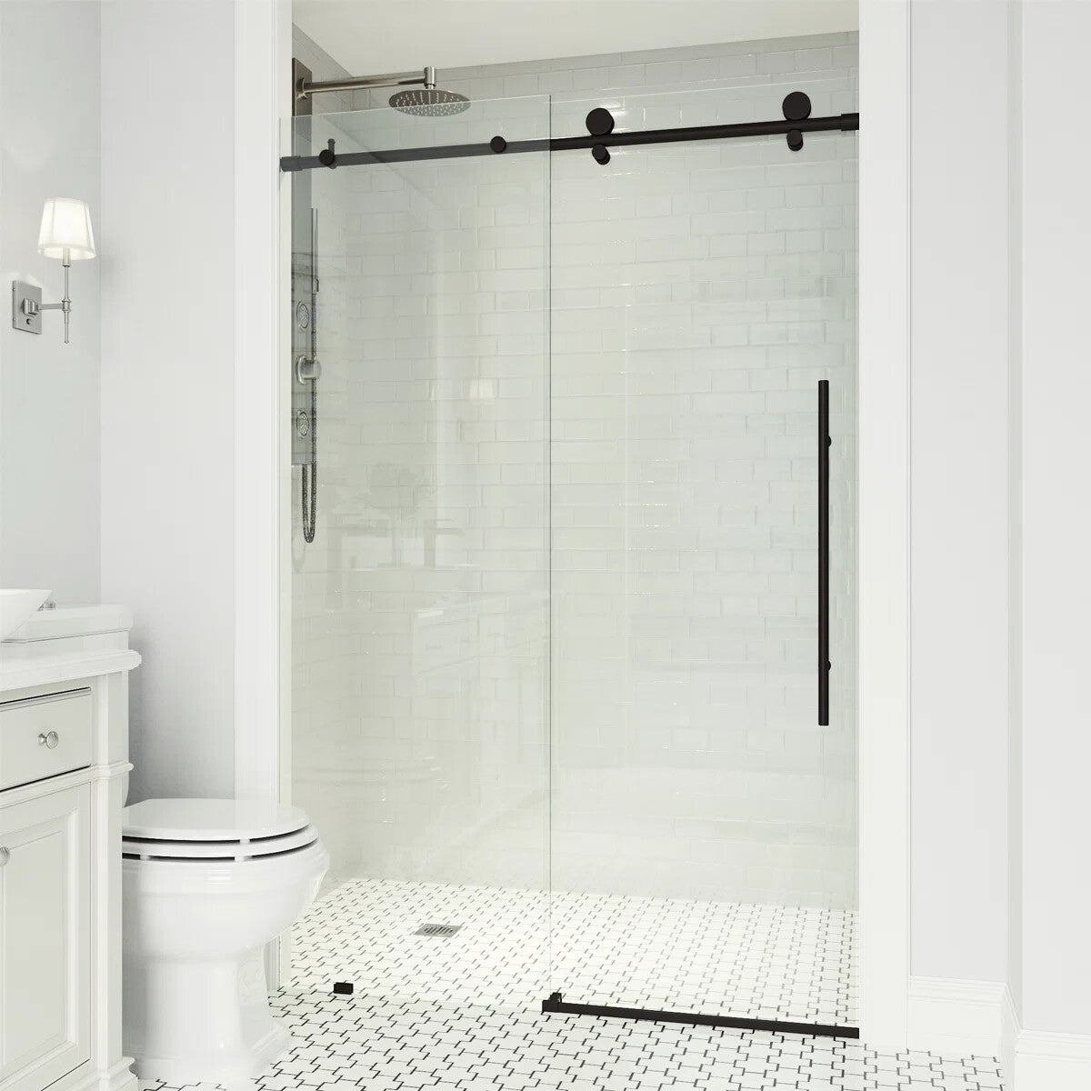68-72" W x 76" H Sliding Frameless Shower Door with 3/8" Clear Glass