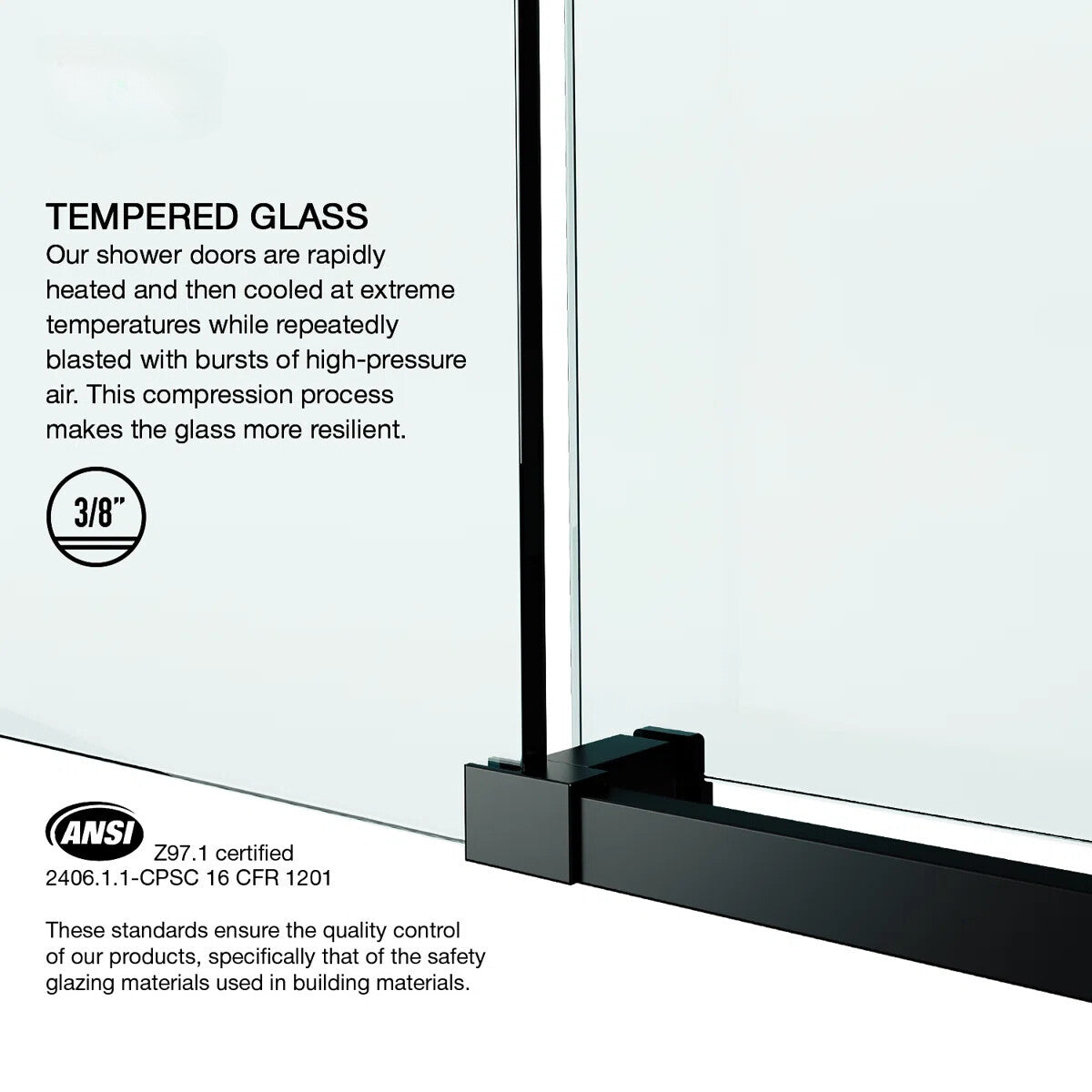 68-72" W x 76" H Sliding Frameless Shower Door with 3/8" Clear Glass
