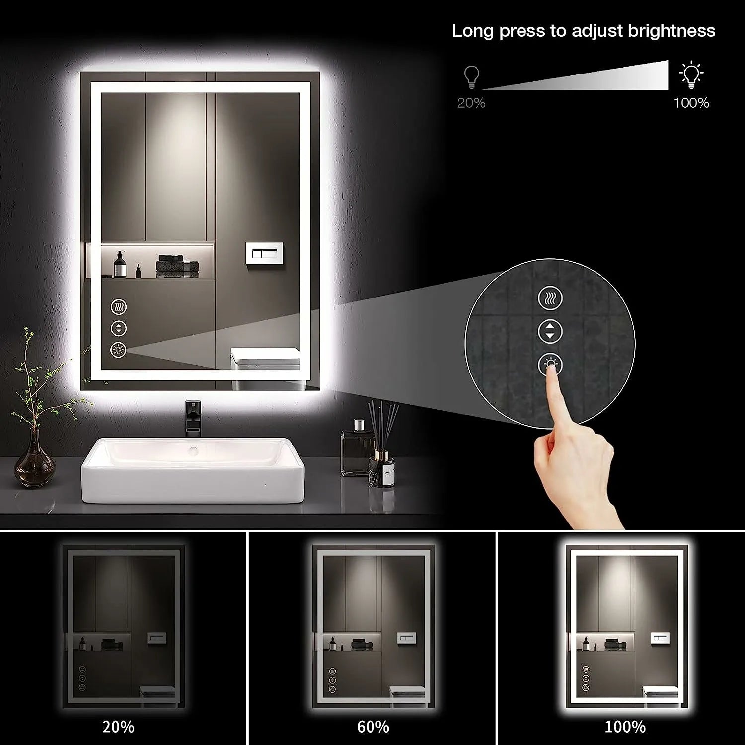 Backlit + Front Lit LED Bathroom Mirror