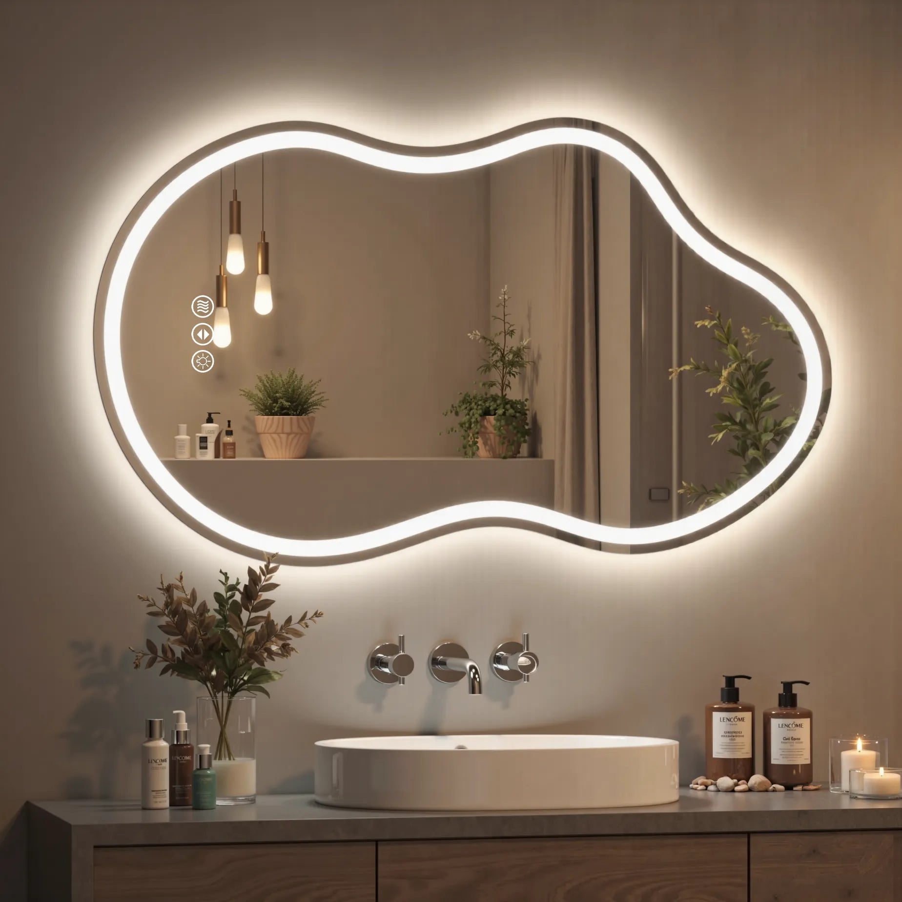 Irregular Front Light + Backlit Led Mirror