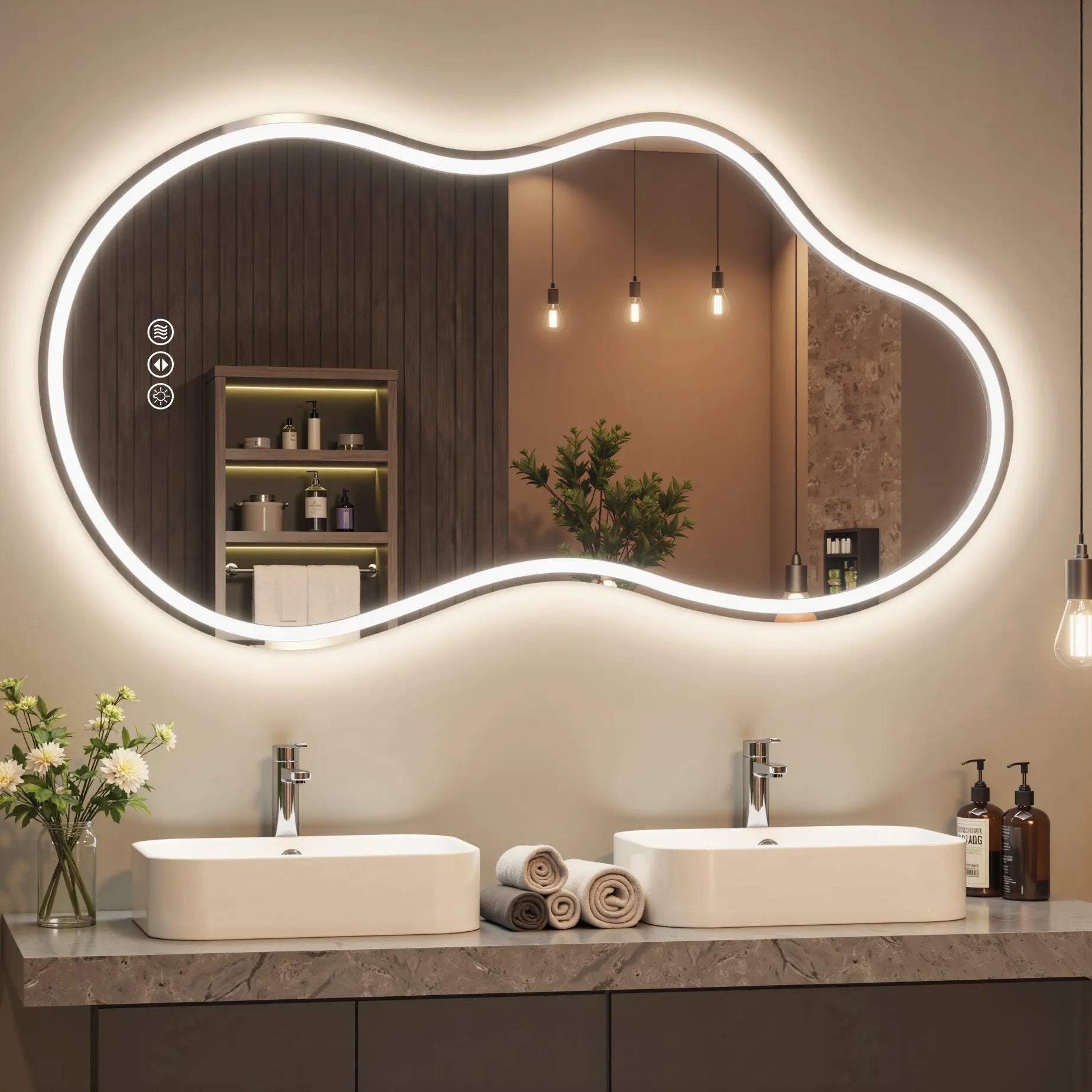 Irregular Front Light + Backlit Led Mirror