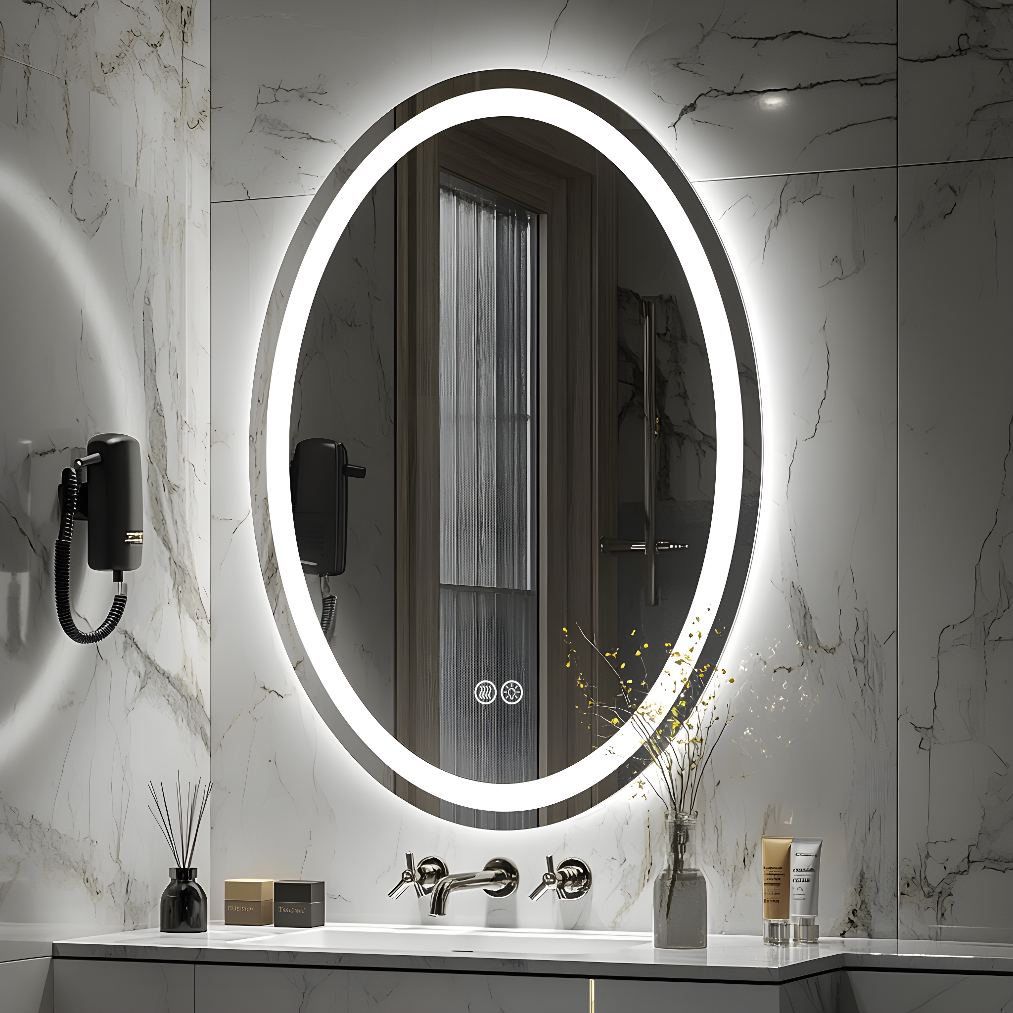 LOAAO 20"×28" Oval Shape LED Bathroom Mirror