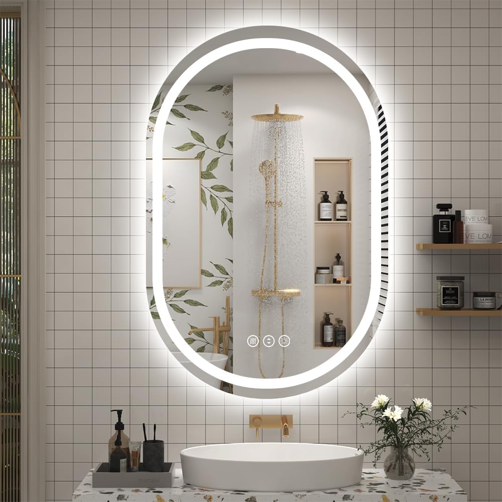 LOAAO 20"×28" Runway Shape Frontlight + Backlight LED Mirror