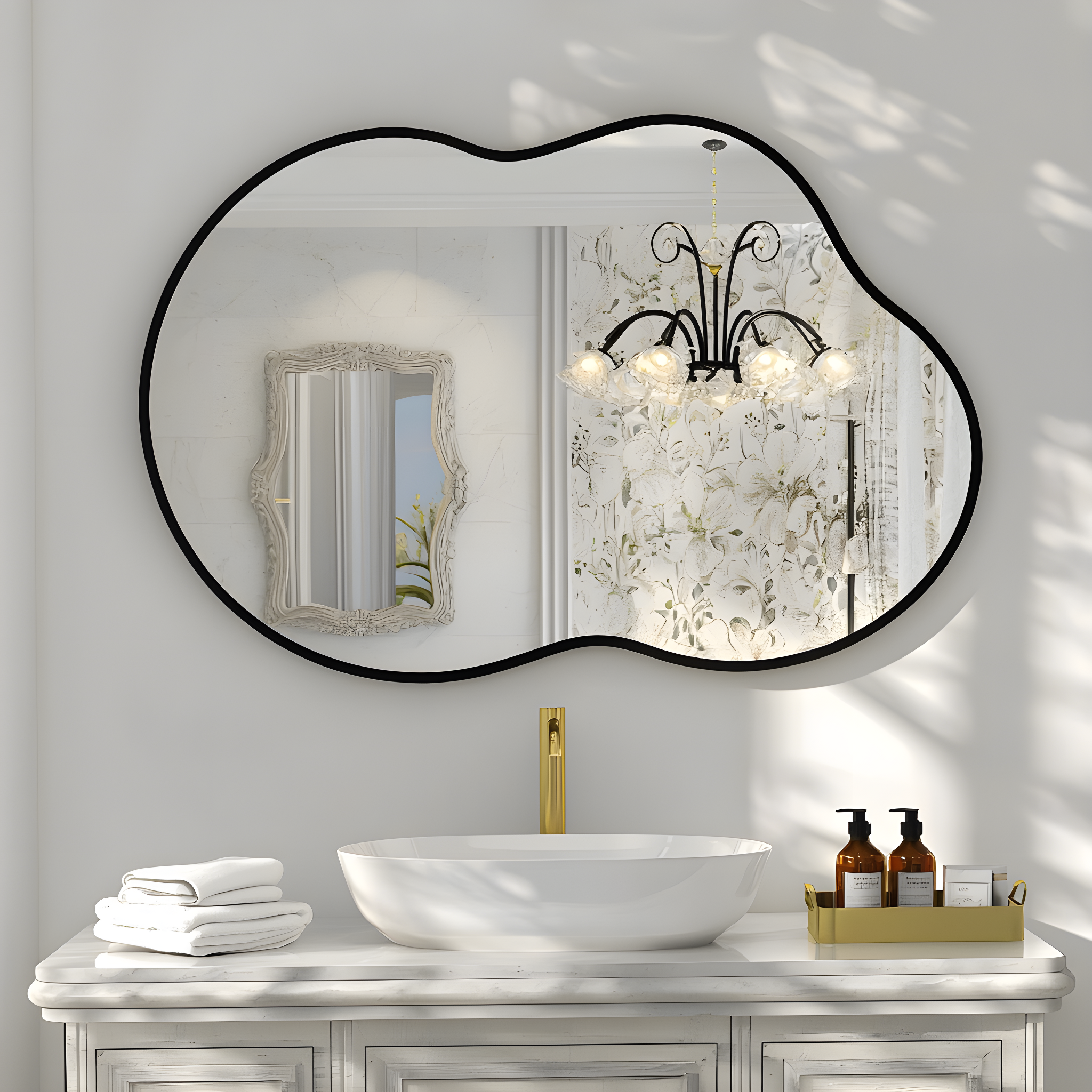 LOAAO 20"×32"  black frame Clound shape bathroom Mirror