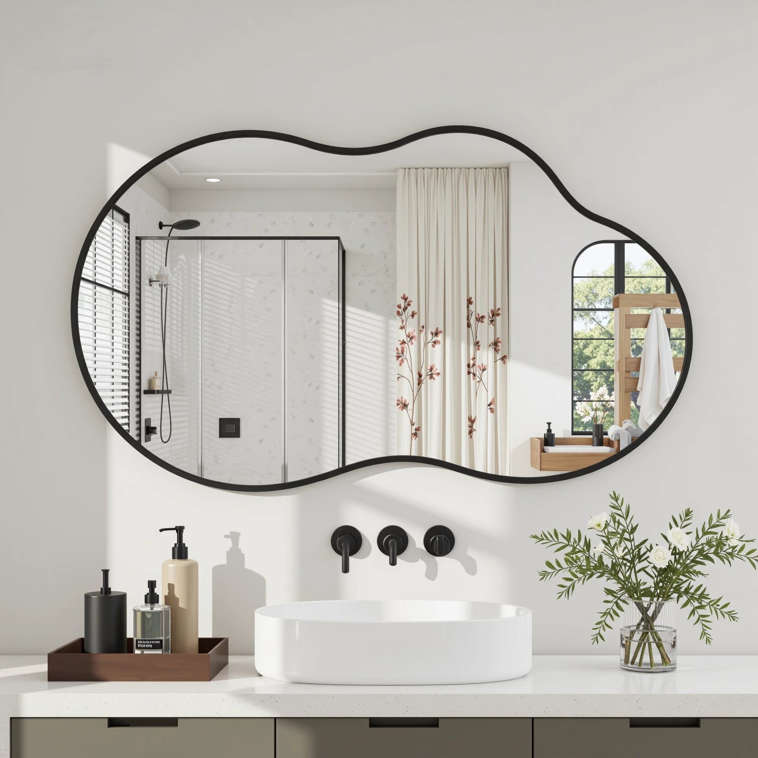 Irregular Black Frame Mirror