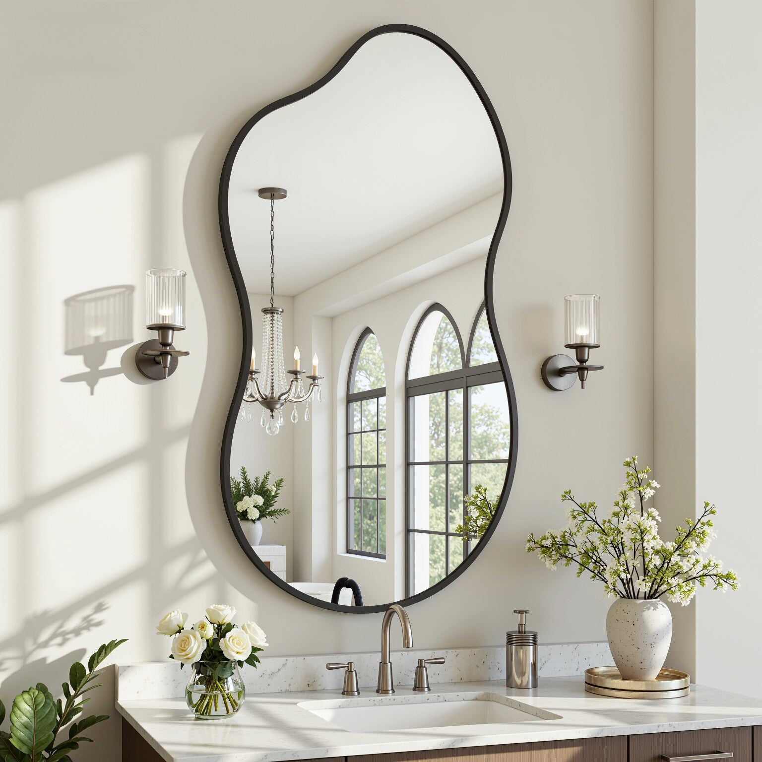 Irregular Black Frame Mirror