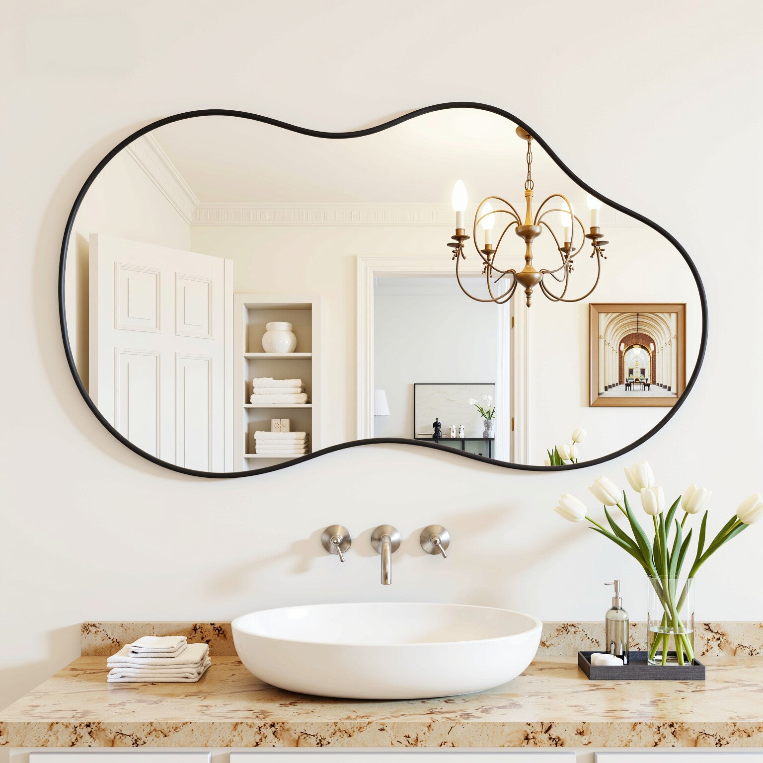 Irregular Black Frame Mirror