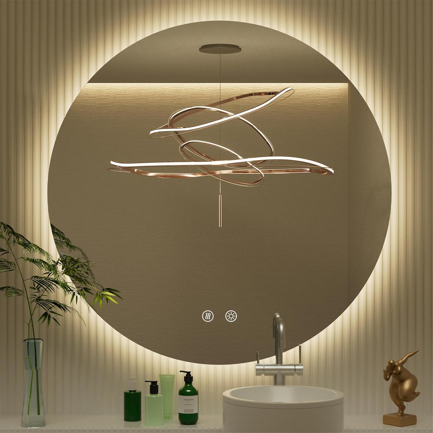 LOAAO 20"×20" Round Shape Backlight Bathroom LED Mirror