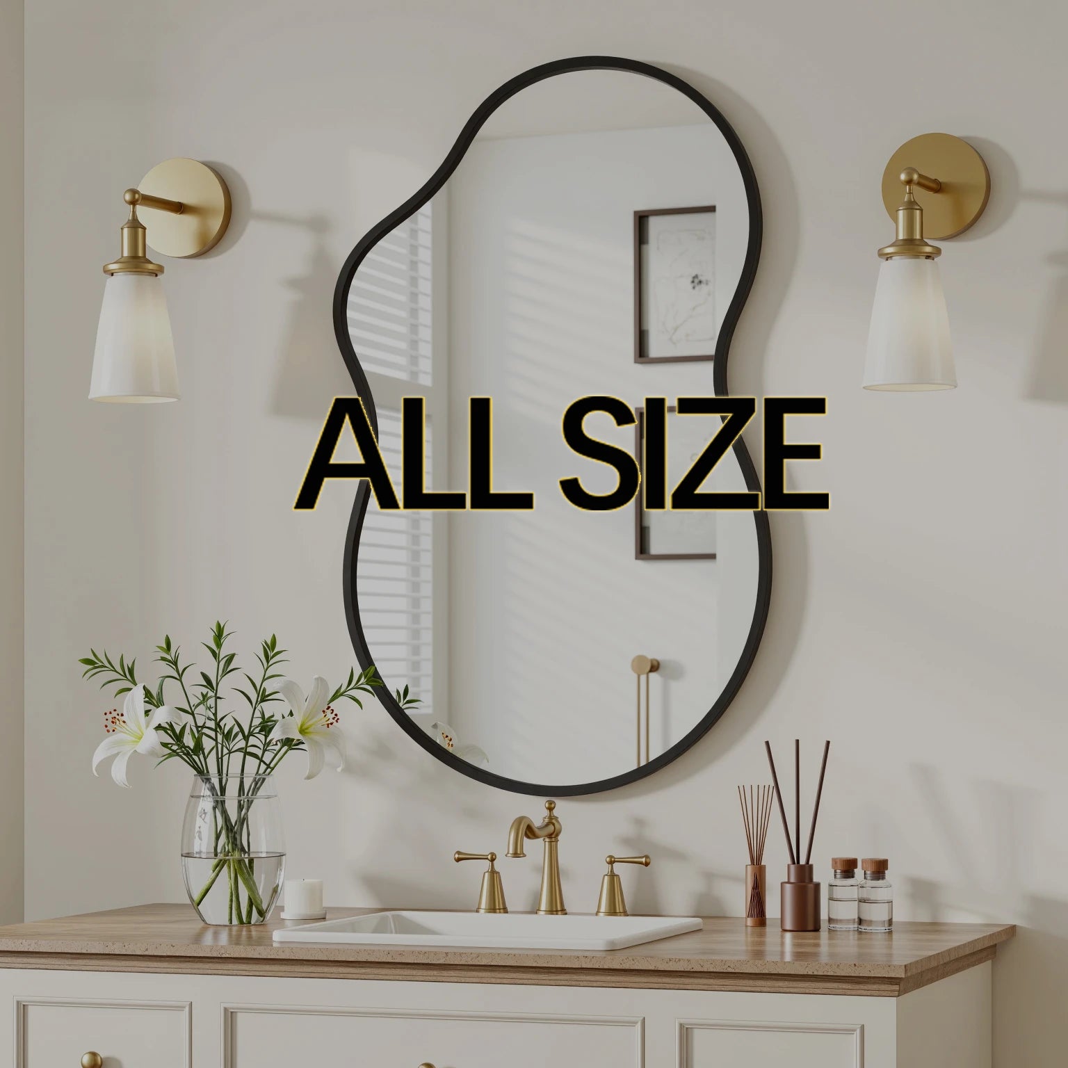 Irregular Black Frame Mirror